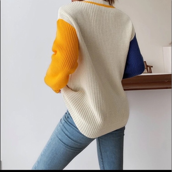 Women’s color block drop shoulder sweater - Picture 3 of 6